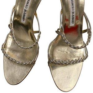 Vintage Manolo Blahnik Metallic Braided Stilettos